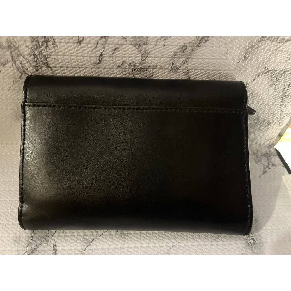 Kate Spade Street Callie Pebble Leather Tri-fold Wallet Black, Vintage [L]